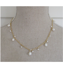 Load image into Gallery viewer, Pearl Necklace Scattered Gold Plated
