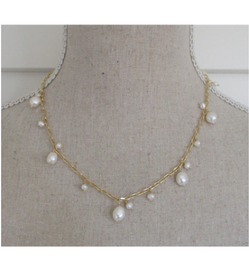 Pearl Necklace Scattered Gold Plated