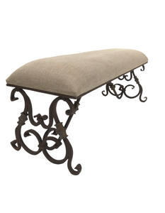 Wrought Iron Upholstered Bench