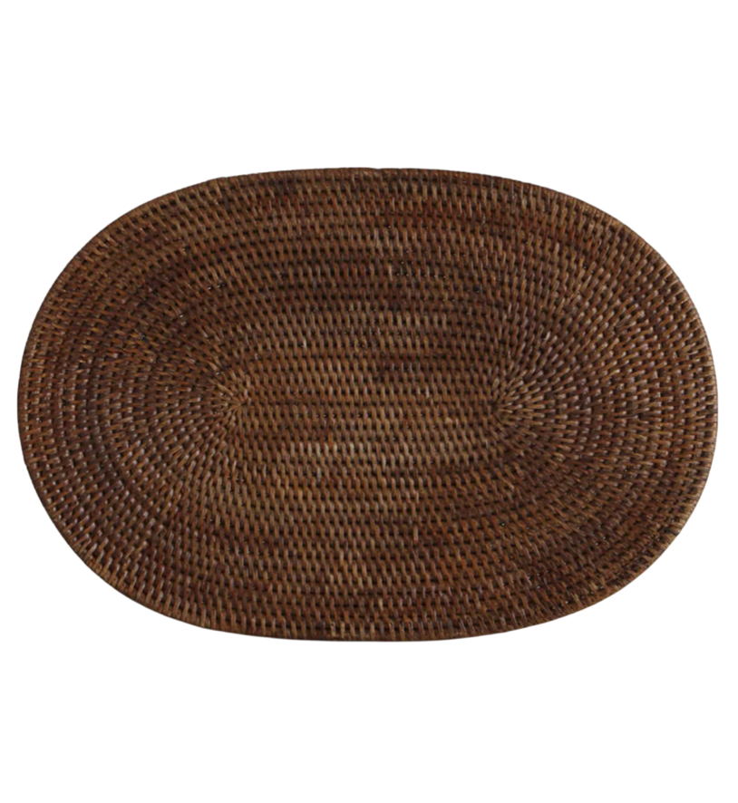 Rattan Oval Placemat brown