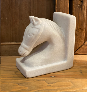 Marble Horse Bookend Pair