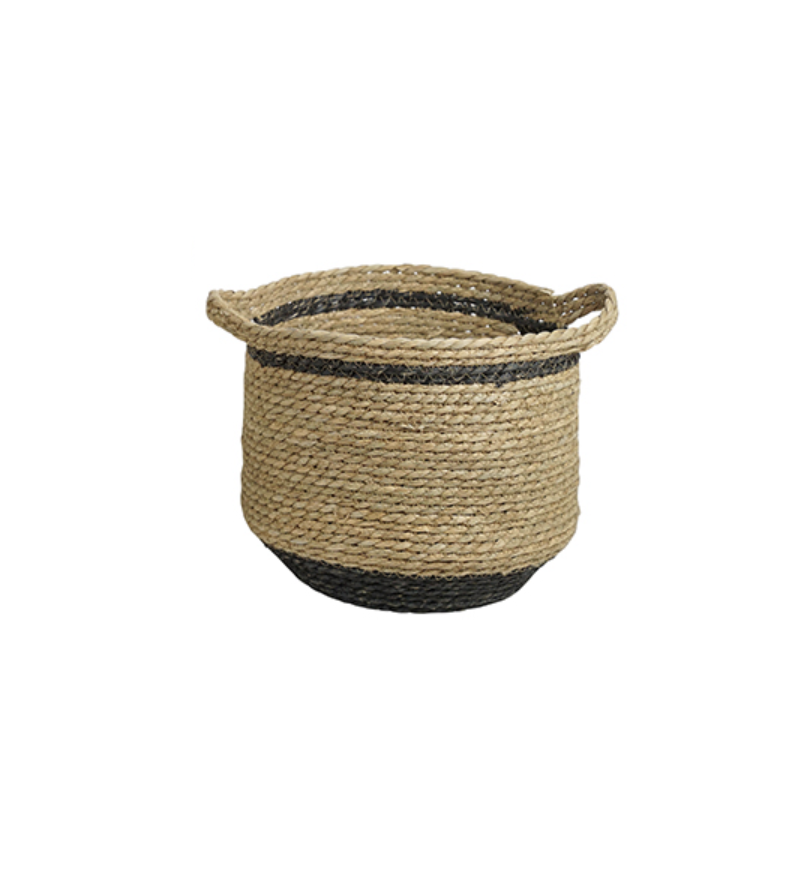 Basket Seagrass Black-Med