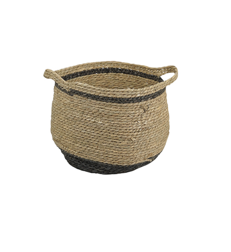 Basket Seagrass Black-Larg
